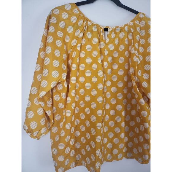 Modbe Yellow Polka Dot Blouse L Womens Long Sleeve Key Hole Front Pullover - Picture 11 of 12